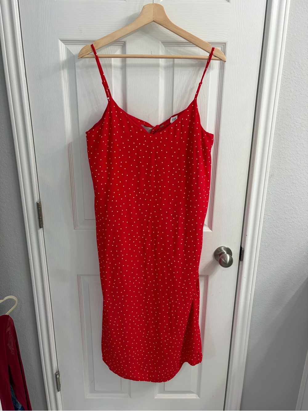 GAP Red Polka Dot Midi Slip Dress